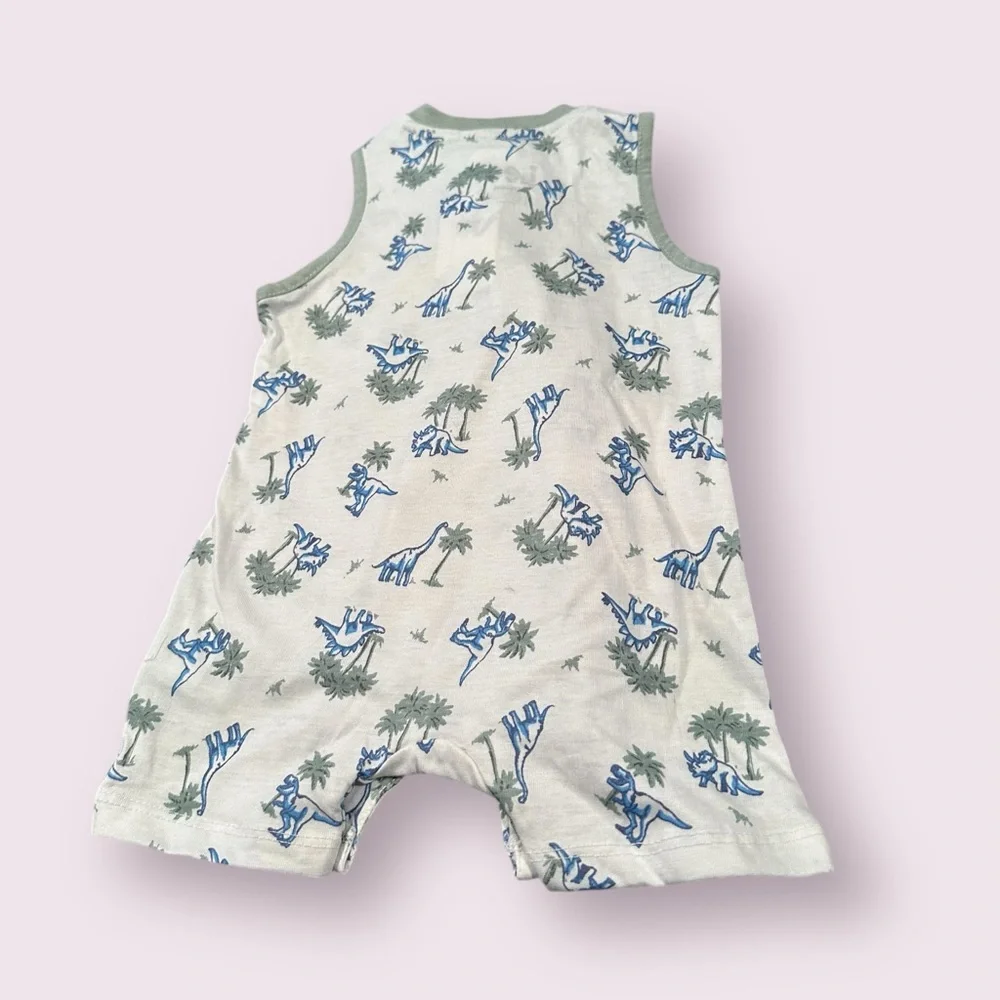 NWT Lee Set of Two Baby Rompers in Green and White Dinosaurs Size 6-9 Mon
